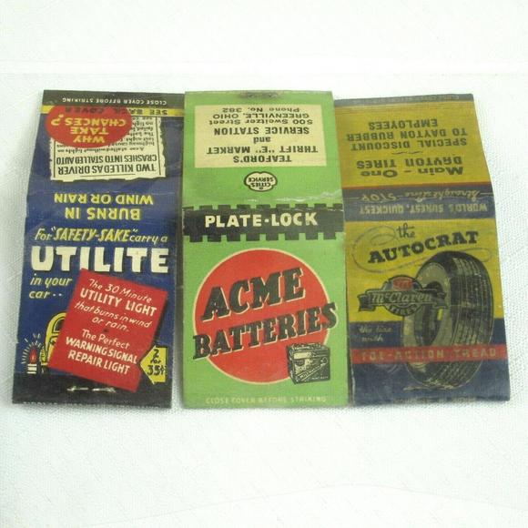 3 Vintage Matchbook Covers Utilite, Acme Batteries, McClaren Tires Autocrat RARE - Picture 11 of 12